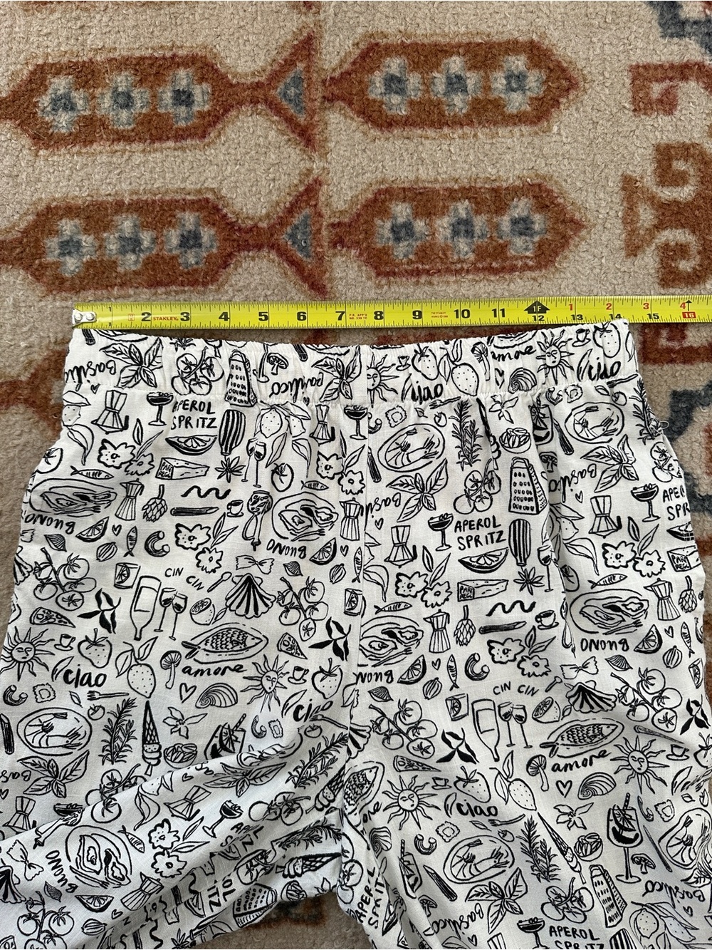 Sincerely Jules White Aperol Spritz Print Linen Blend Wide Leg Pants Medium - Picture 7 of 10